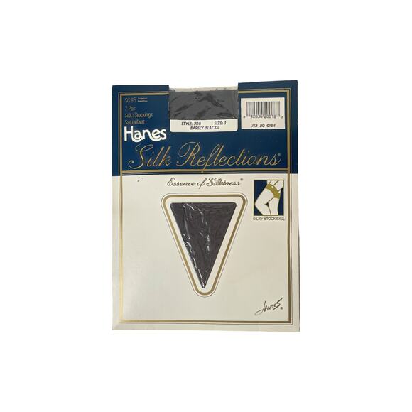 80s Hanes Silk Reflections 2 Pair Barely Black Sandalfoot Nylon Stockings Sz 1 - Picture 4 of 4